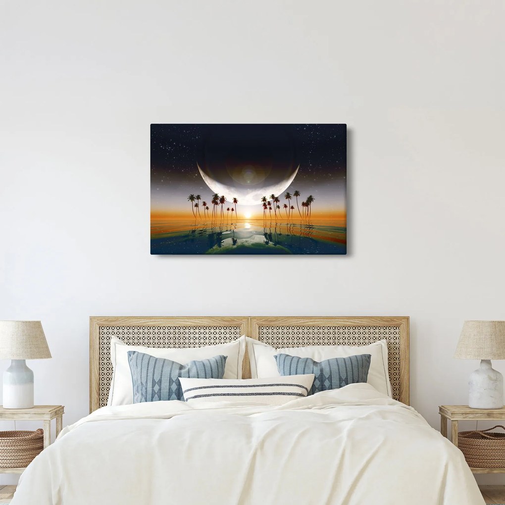 Tablou- Luna deasupra palmierilor (90x60 cm)