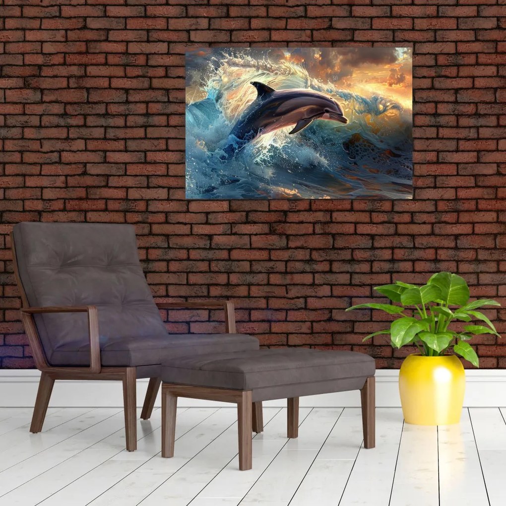 Tablou - Delfin, ilustrații (90x60 cm)
