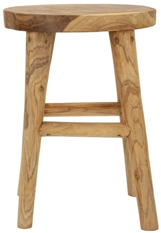 Taburet din lemn de teak reciclat, Ø 40X55 cm, Bulat, Mauro Ferretti