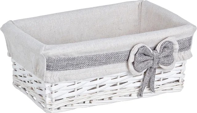 Cos decorativ rattan alb cu husa Ribbon 28 cm x 11 cm x 11 h