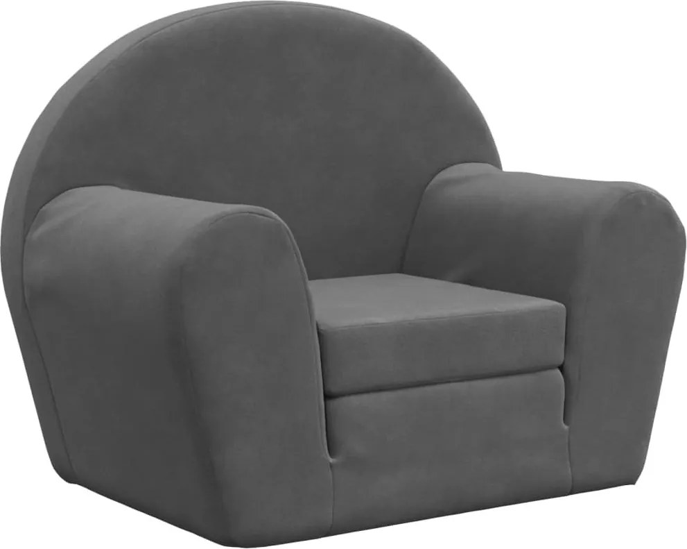 vidaXL Canapea extensibilă pentru copii, antracit, pluș moale