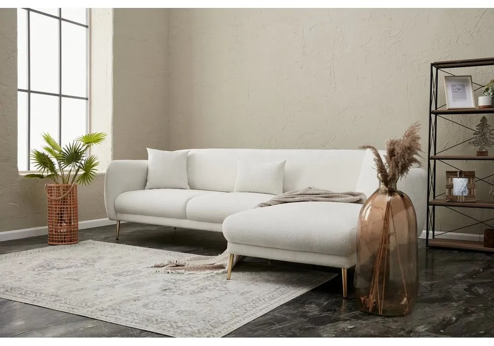 Colțar alb (cu colț pe partea dreaptă/cu șezlong) Simena – Balcab Home