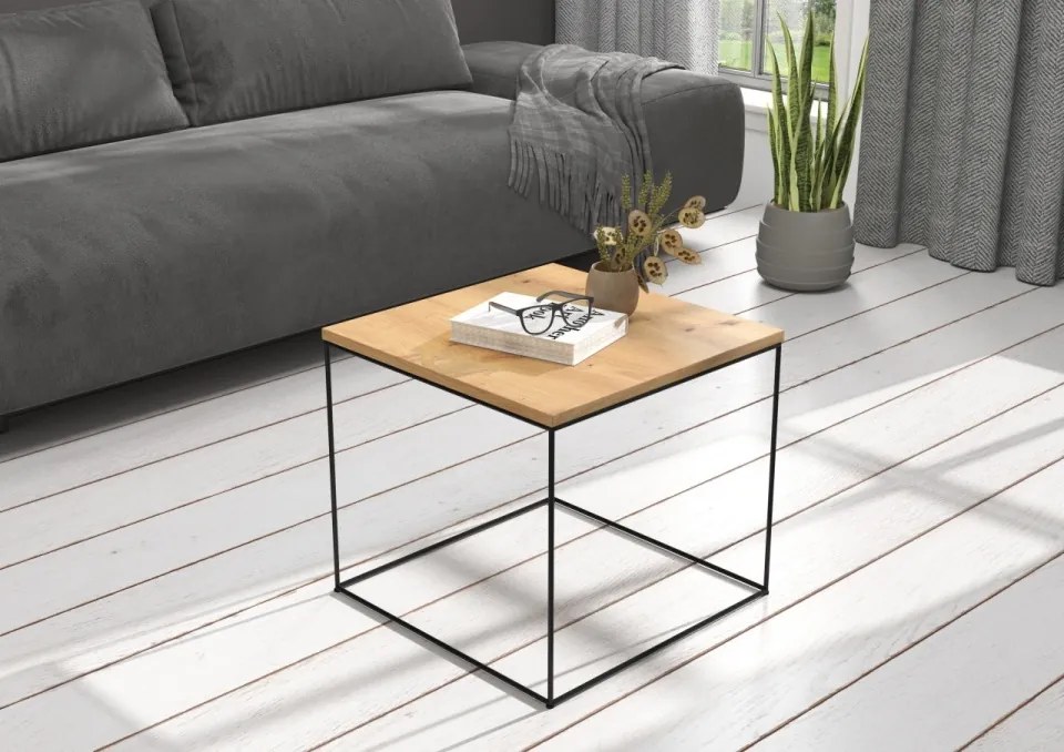 Masuta de cafea, 50x50 cm, ADRK Furniture (Culoare: Alb / Negru)