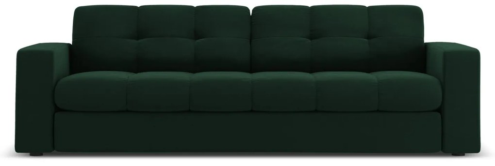 Canapea Justin cu 3 locuri si tapiterie din catifea, verde inchis