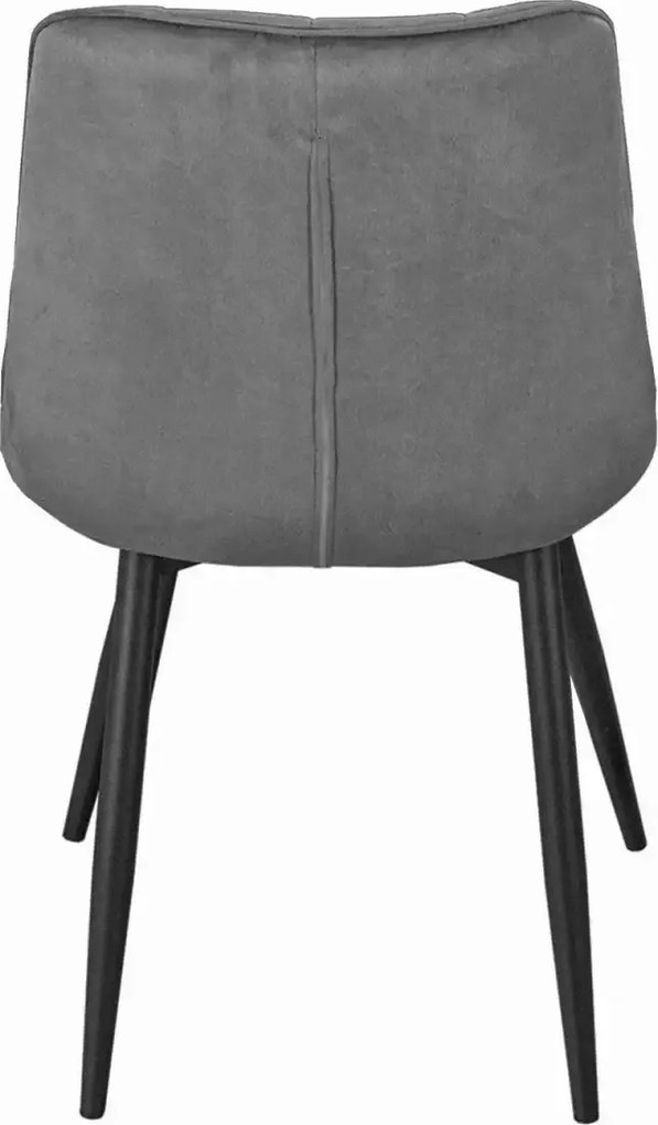 Set masa 80 cm blat MDF si 4 scaune Dnv Homs catifea gri, picioare metalice negre