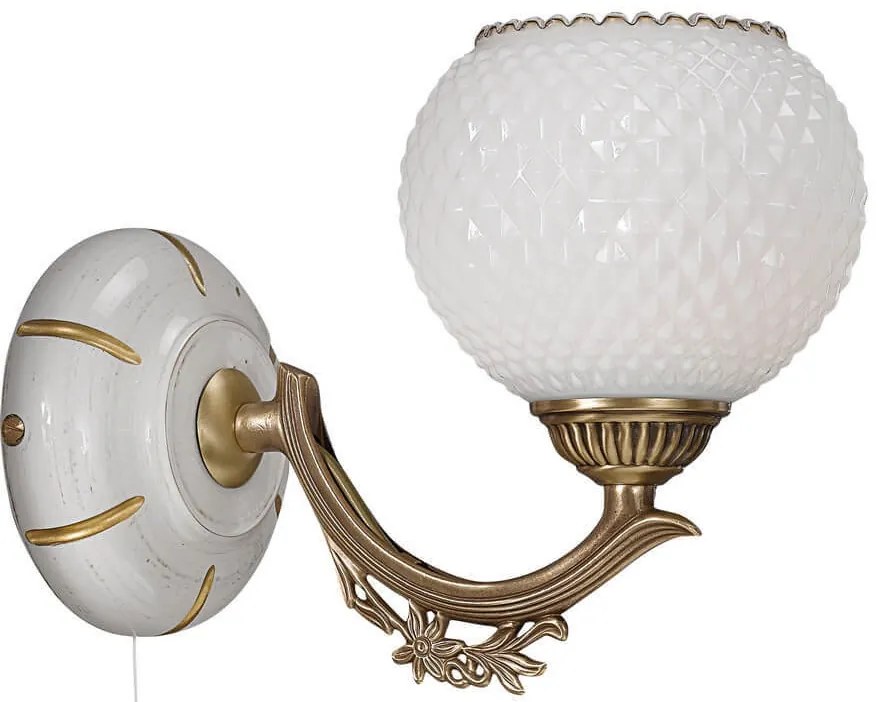 Aplica de perete clasic design italian din alama, sticla si lemn 8655 RA-A. 8655/1