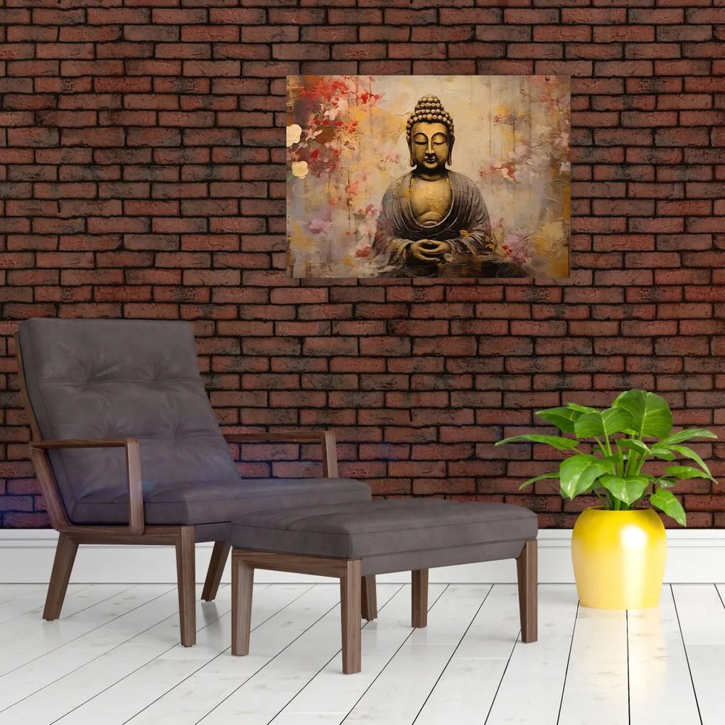 Tablou pe sticlă - Buddha, pictură (70x50 cm)