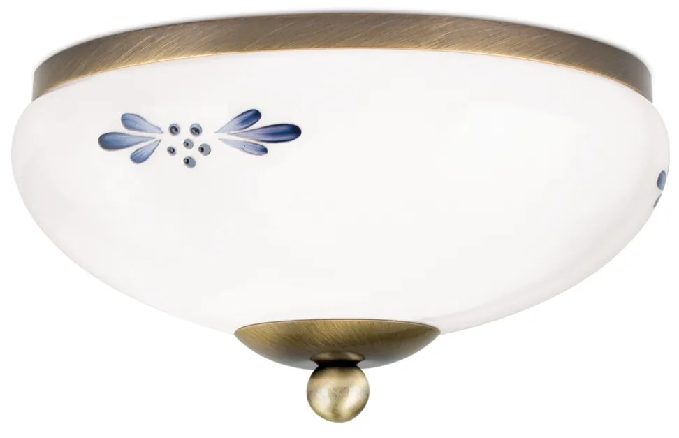 Plafoniera clasica Landhaus 21cm alama antique/ sticla opal decor albastru