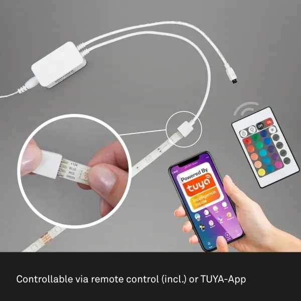 Bandă LED RGBW dimabilă 6,5m LED/18W/230V Wi-Fi Tuya Brilo + telecomandă