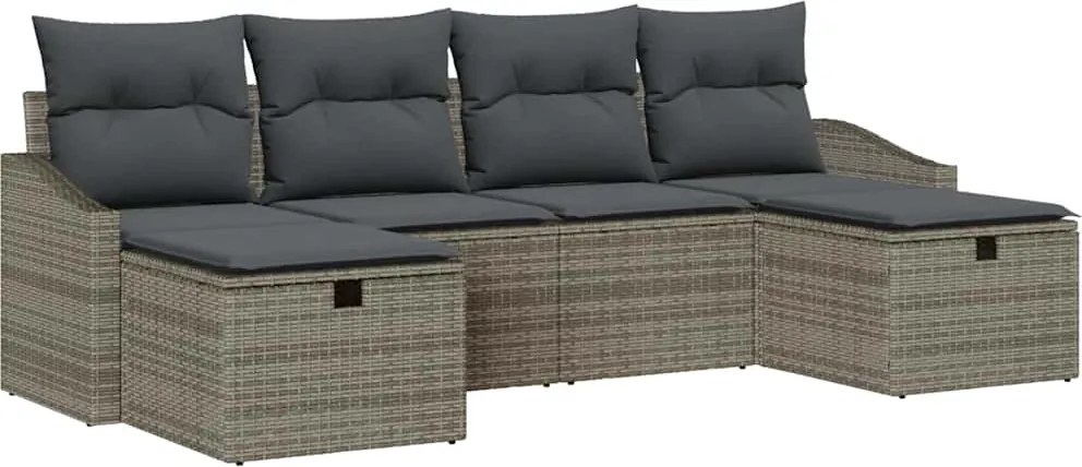 vidaXL Set de canapea cu pernă 6 pcs poliratan