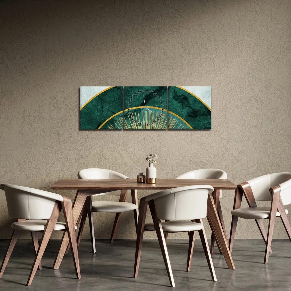 Tablou - Forme cu texturi aurii (cu ceas) (90x30 cm)
