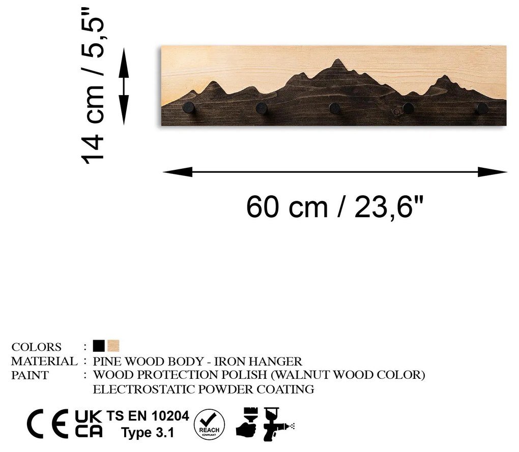 Cuier de perete Notopo (natural + negru) . 1096138