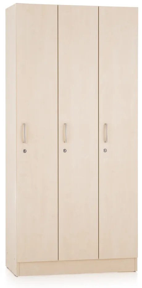Dulap din lemn Visio - 3 compartimente, 90 x 42 x 190 cm, paltin
