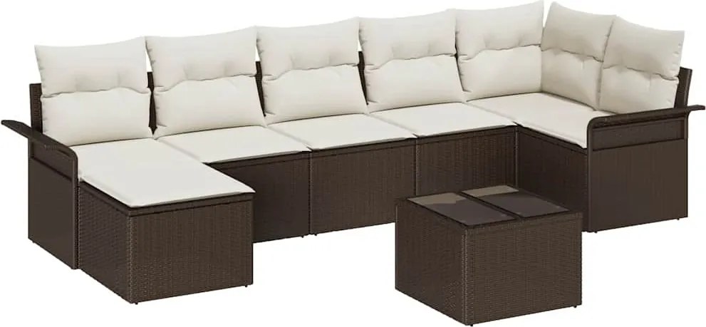 vidaXL Set de canapele pentru grădină cu pernă 8 pcs Maro Rattan poli