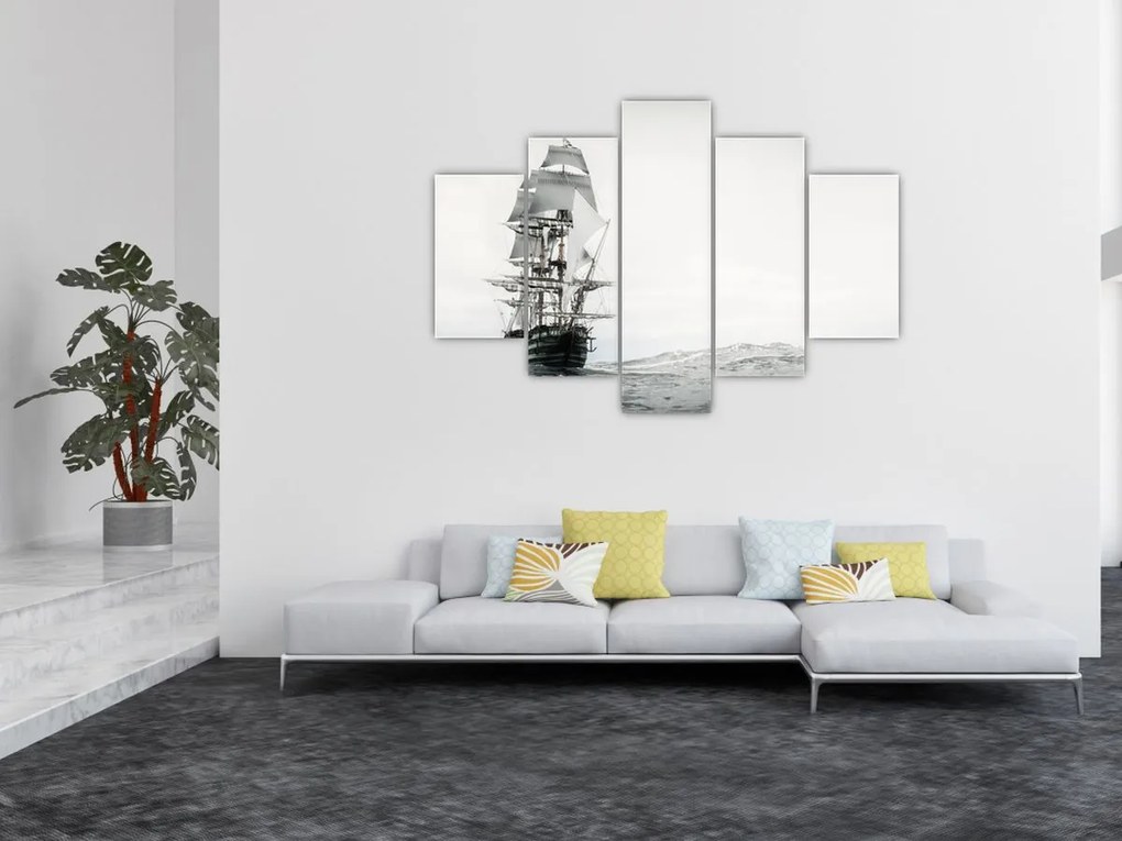 Tablou - O navă care navighează pe ocean (150x105 cm)