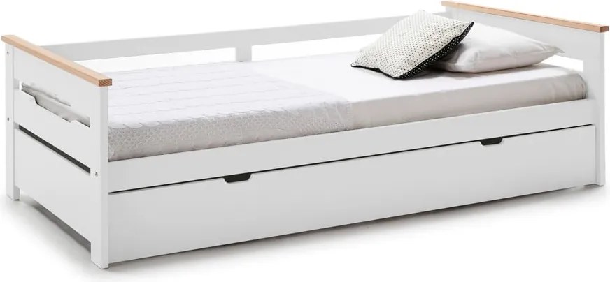 Pat cu extensie din lemn de pin alb pentru copii 90x190 cm Elisa - Marckeric