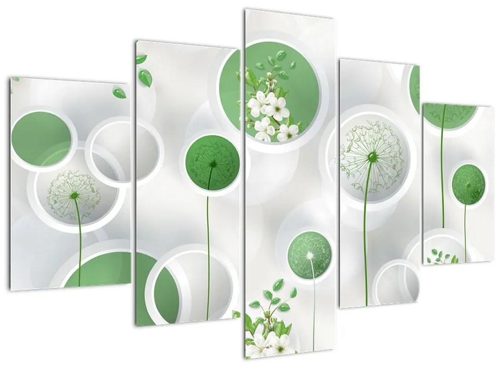 Tablou - Flori în cercuri (150x105 cm)