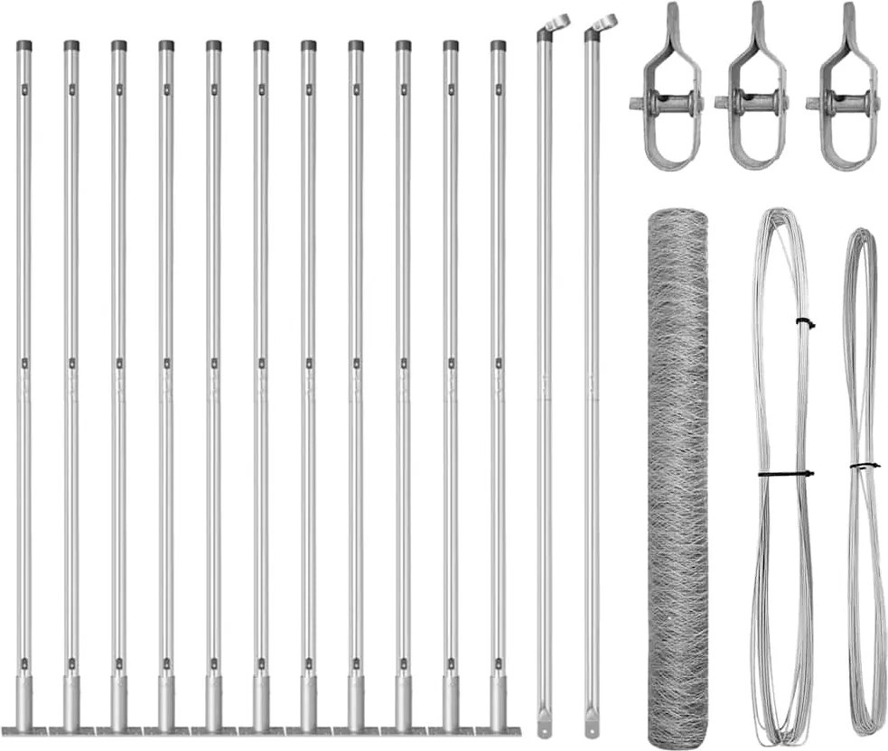 vidaXL Stâlp de gard. Argintiu 25 x 0,8 m (mesh de 50 mm) Oțel