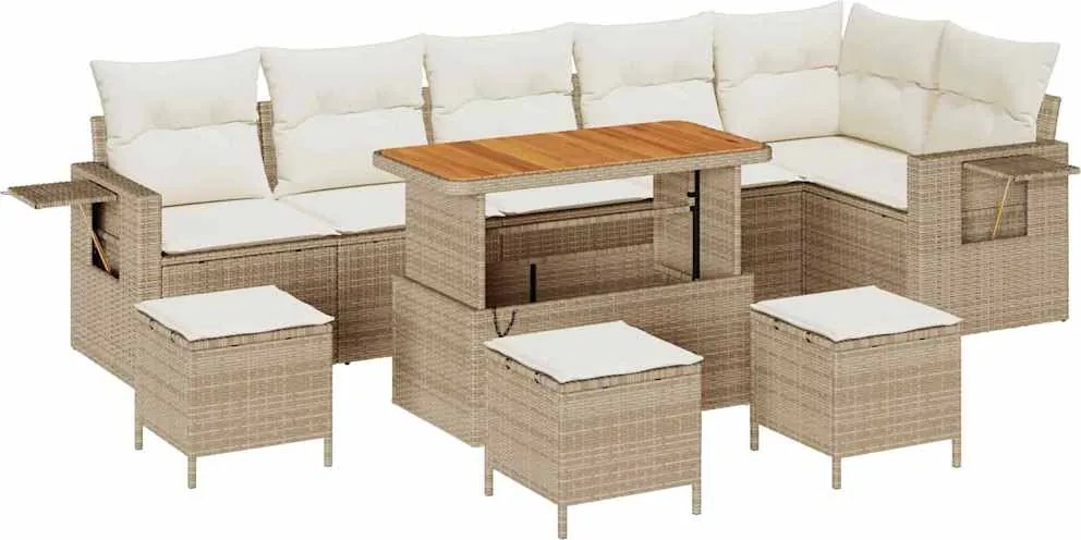 vidaXL Set de canapele pentru grădină 10 pcs Bej poliratan