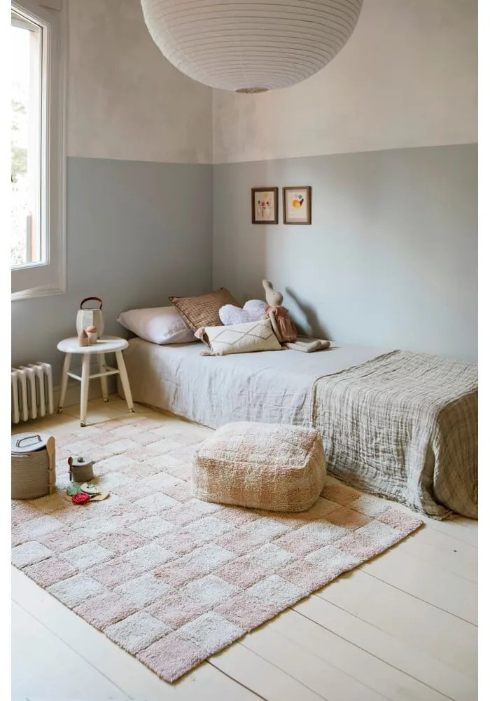 Covor roz deschis/crem lavabil/țesut manual din bumbac 120x160 cm Kitchen Tiles Rose – Lorena Canals