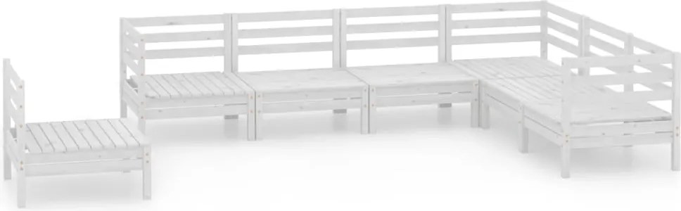vidaXL Set mobilier de grădină, 7 piese, alb, lemn masiv de pin