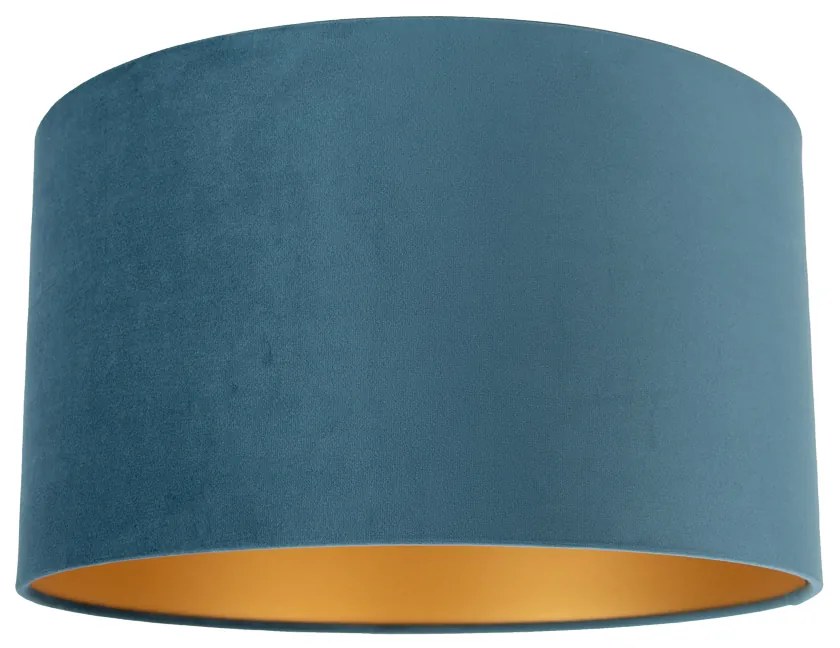 Abajur din catifea albastră 35/35/20 cu interior auriu