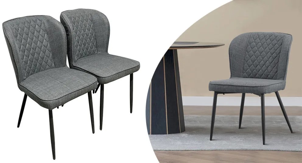 Scaun de bucatarie Leo, 2 buc, gri