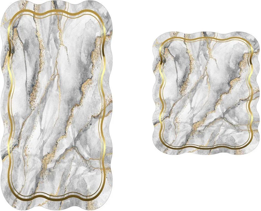 Covorașe de baie gri/aurii 2 buc. 60x100 cm – Foutastic