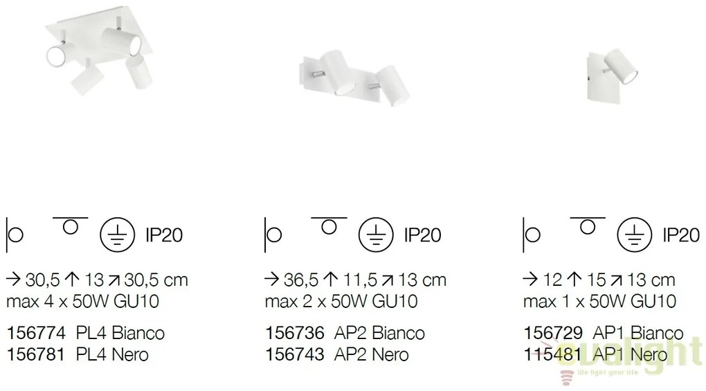 Aplica perete design modern minimalist SPOT AP1 neagra 115481