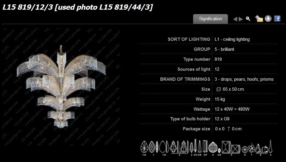 Lustra, Pendul LUX cristal Bohemia L15 819/12/3