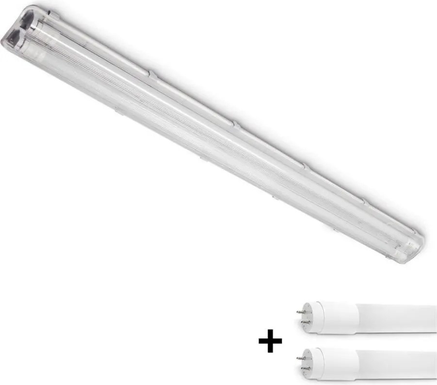 Brilagi - LED Tech. corp de iluminat pentru tuburi fluorescente OPTIMA T8, 2x soclu G13 pentru 18 W, 230 V, 4000 K, IP65, 128 cm