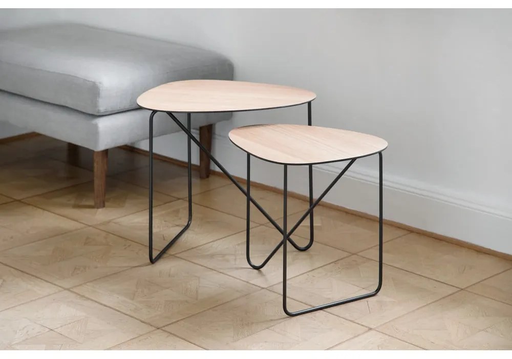 Măsuță de cafea în culoare naturală din metal 44x50 cm Curve L Wood – LIND DNA