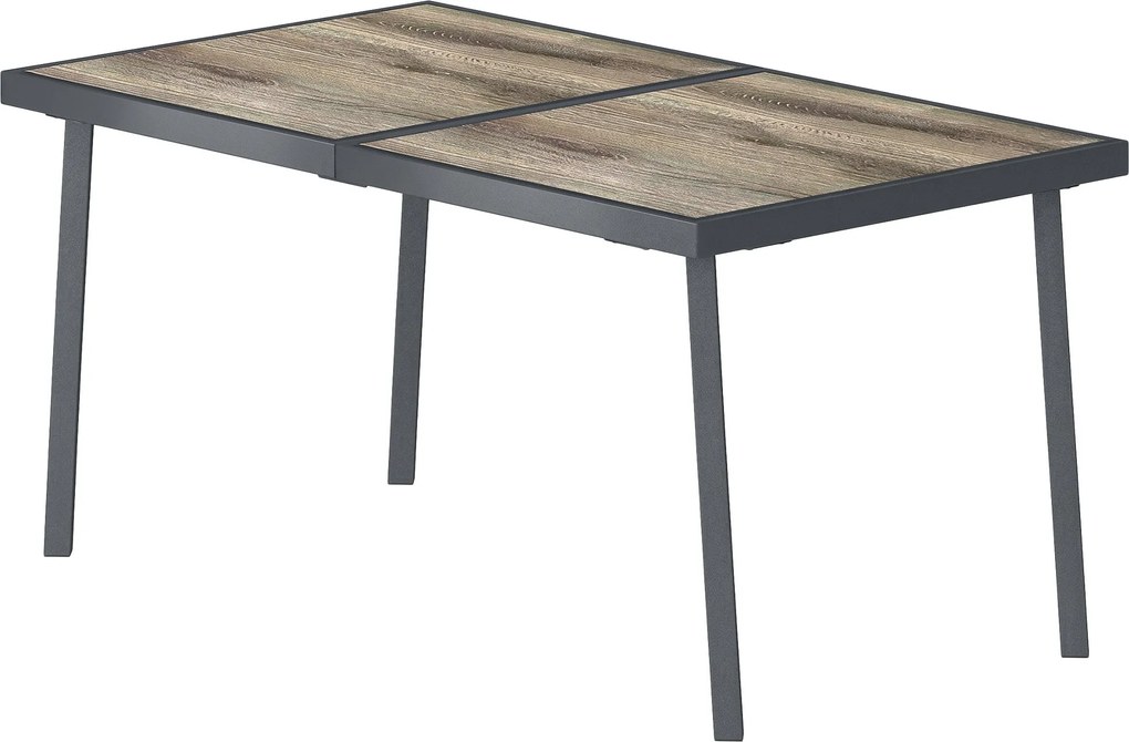 Outsunny Masă de Patio, Masă de Balcon, Masă de Dining pentru Exterior 145 x 85 cm pentru 6 Persoane cu Efect de Lemn, Cadrul din Oțel, Gri | Aosom Romania
