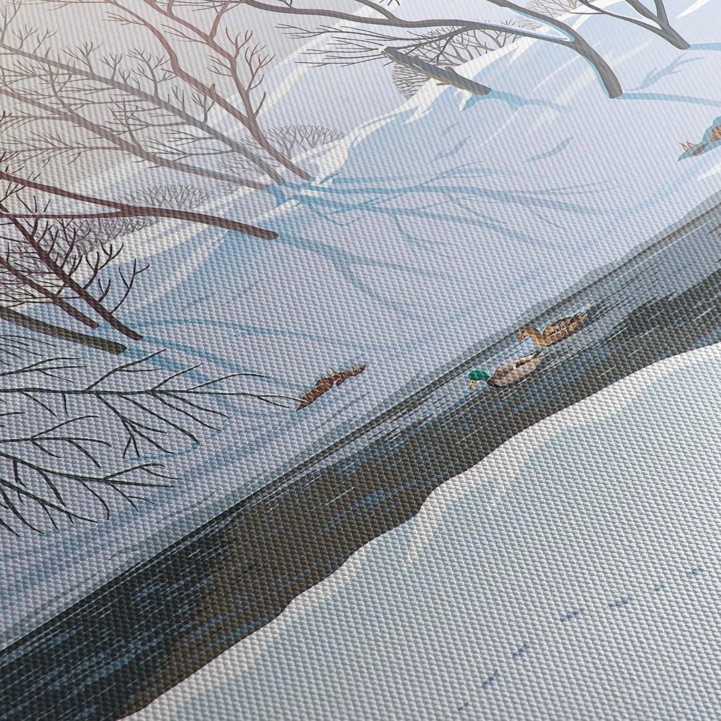 Tablou - Vulpe în peisaj de iarnă (cu ceas) (90x30 cm)