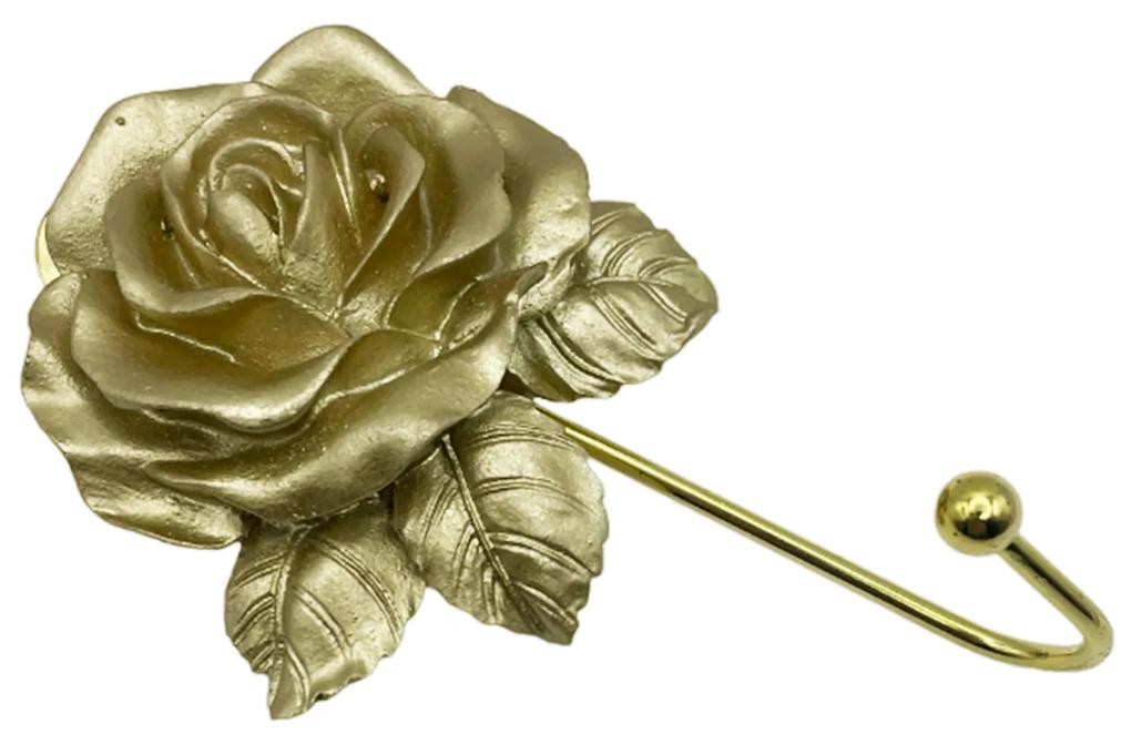 Cuier decorativ Rose 6x10cm, Auriu
