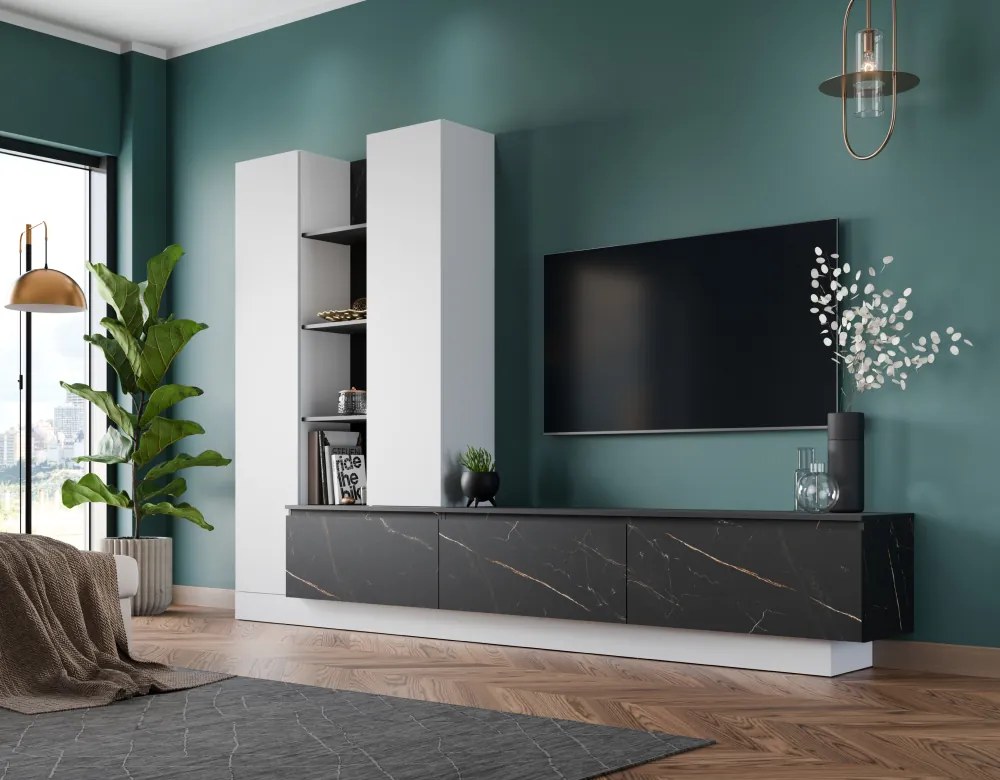 Perete pentru living, alb alpin/san sebastian, MODETA