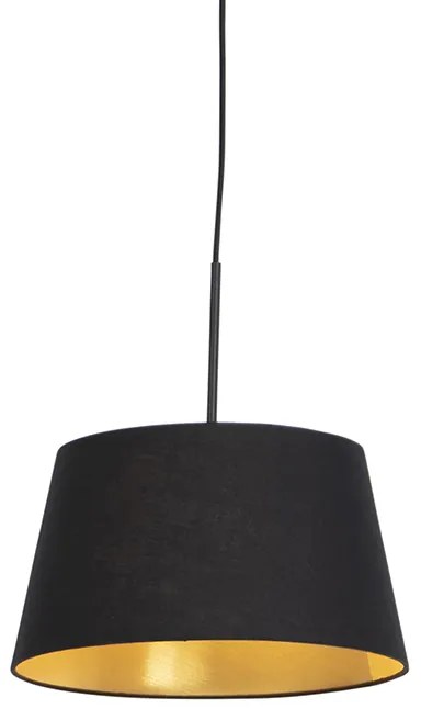 Lampă suspendată cu abajur din bumbac negru și auriu 32 cm - Combi
