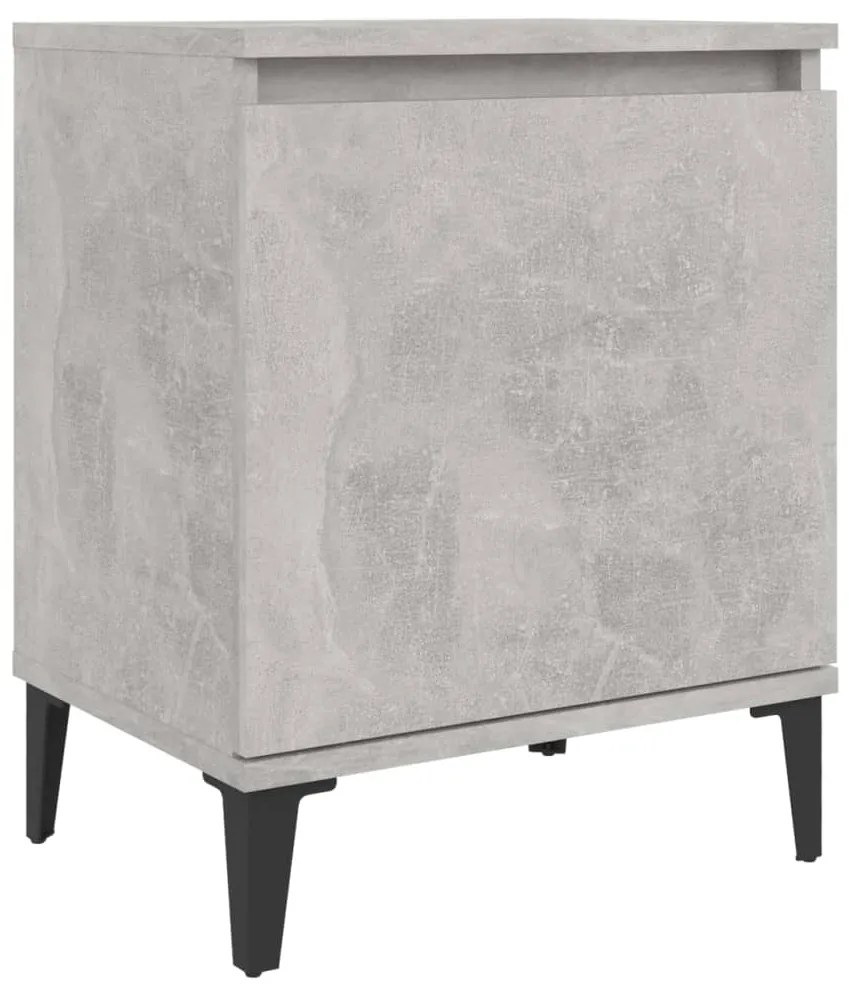 805841 vidaXL Noptieră cu picioare metalice, gri beton, 40x30x50 cm