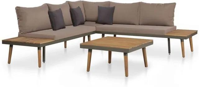 vidaXL Set mobilier de grădină, 16 buc., lemn masiv de acacia și oțel