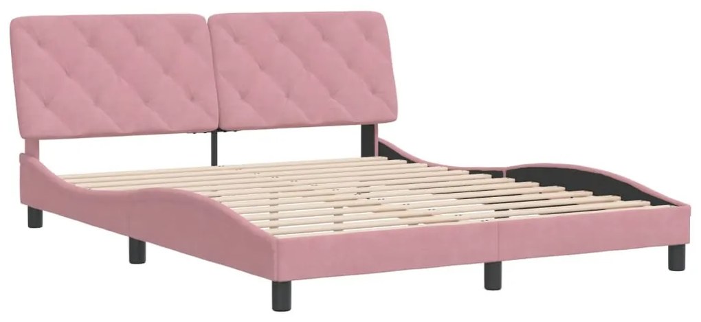 3207934 vidaXL Cadru de pat cu tăblie, roz, 160x200 cm, catifea