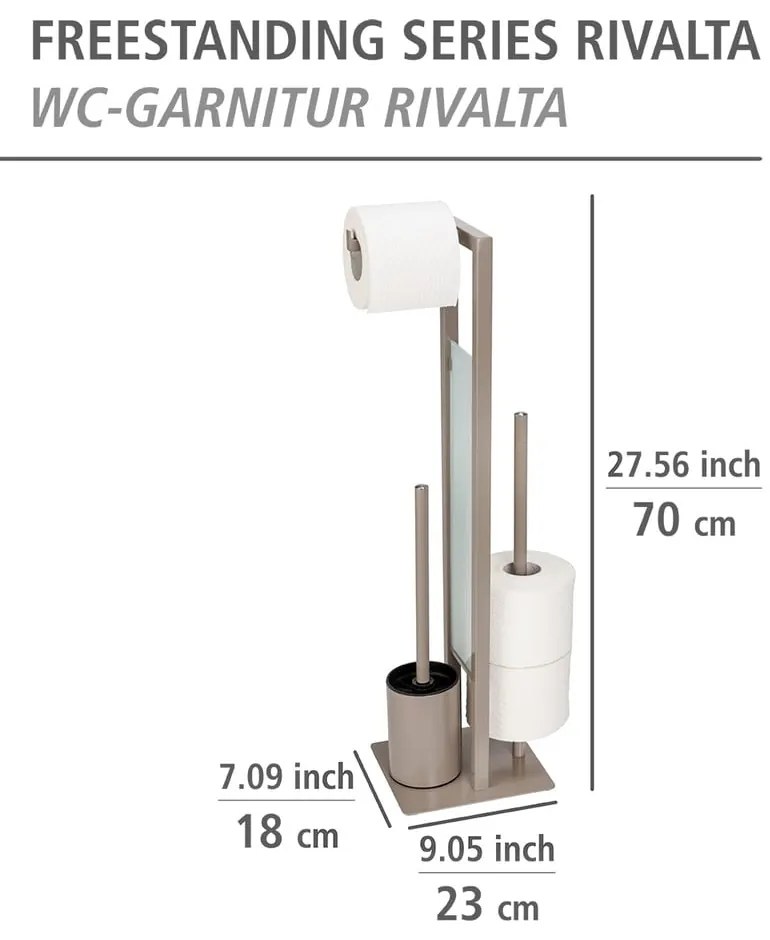 Suport pentru perie WC și hârtie igienică Wenko Rivalta, bej