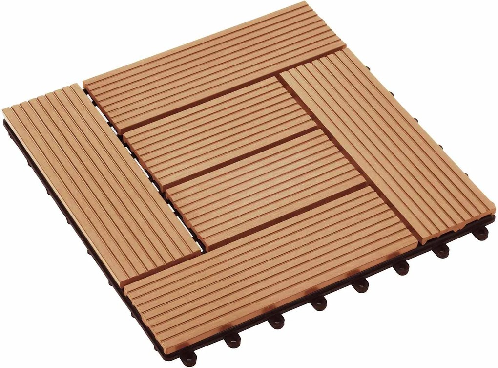 vidaXL Plăci pentru Deck 11 pcs Lemn de tec 30 x 30 cm Lemn compozit