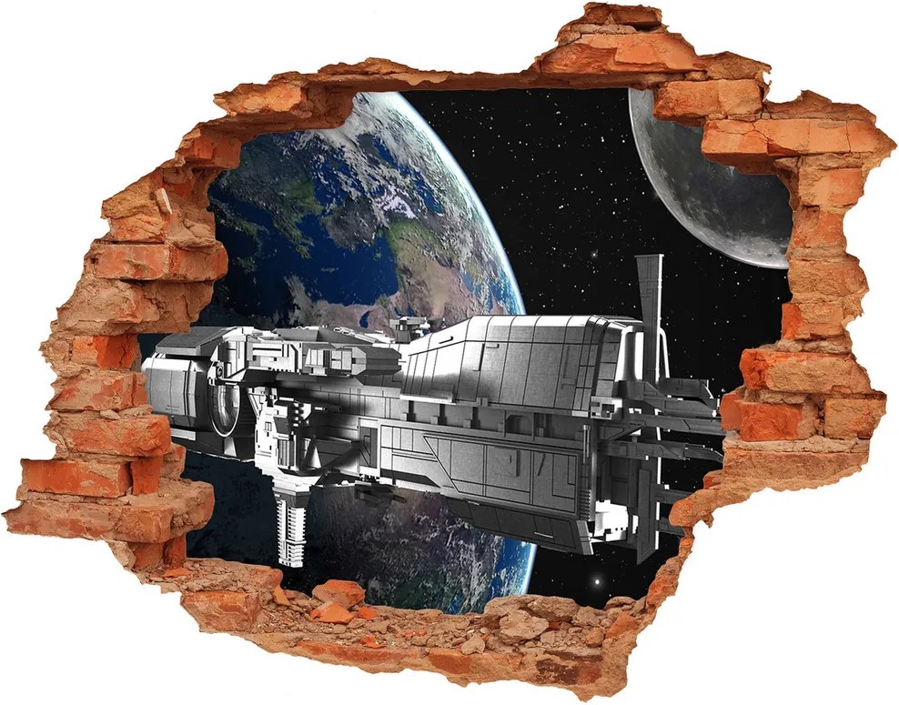 Fototapet un zid spart cu priveliște Nava spatiala