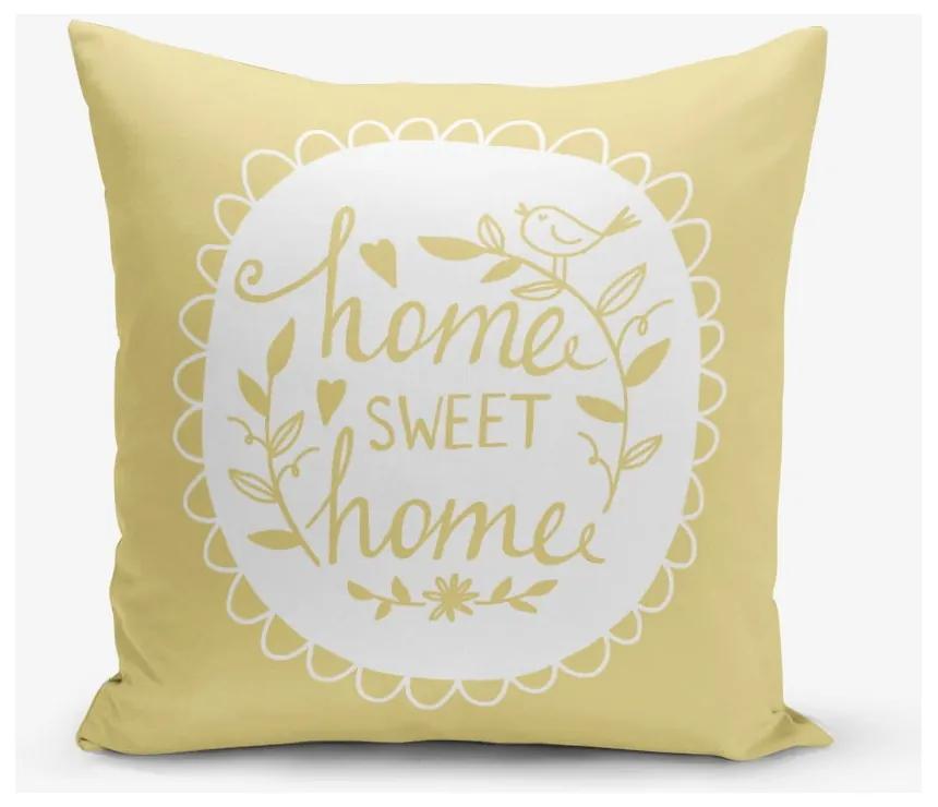 Față de pernă Minimalist Cushion Covers Home Sweet Home, 45 x 45 cm, galben