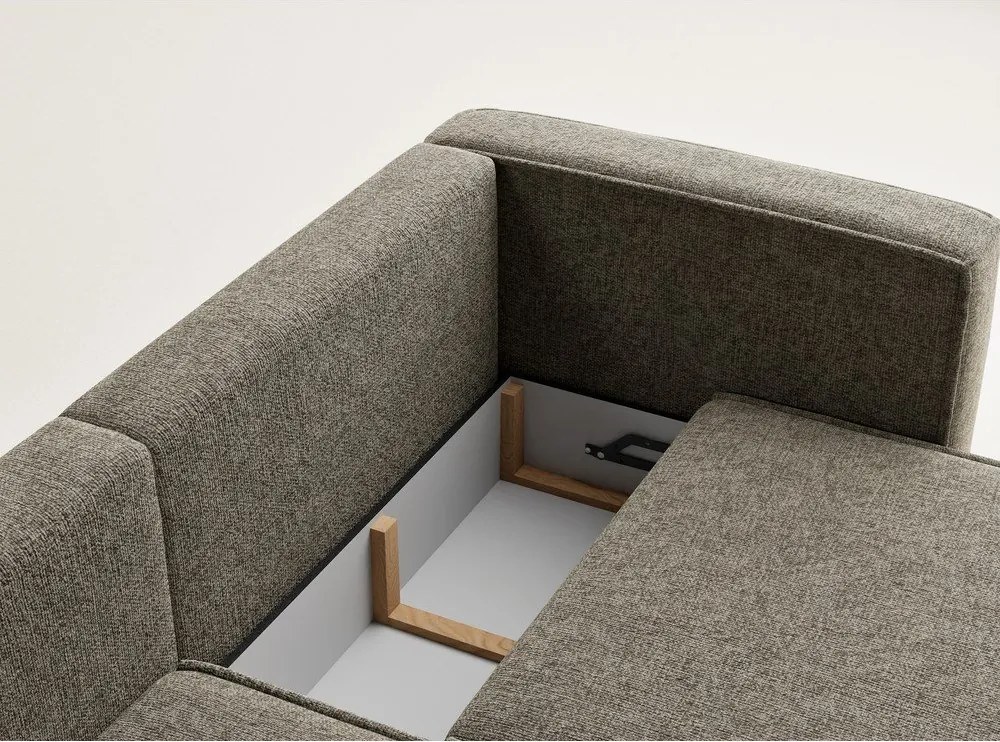 Colțar maro extensibil/cu spațiu de depozitare cu tapițerie din chenille (cu colț pe partea stângă/cu șezlong) Velto – Maison de Rêve