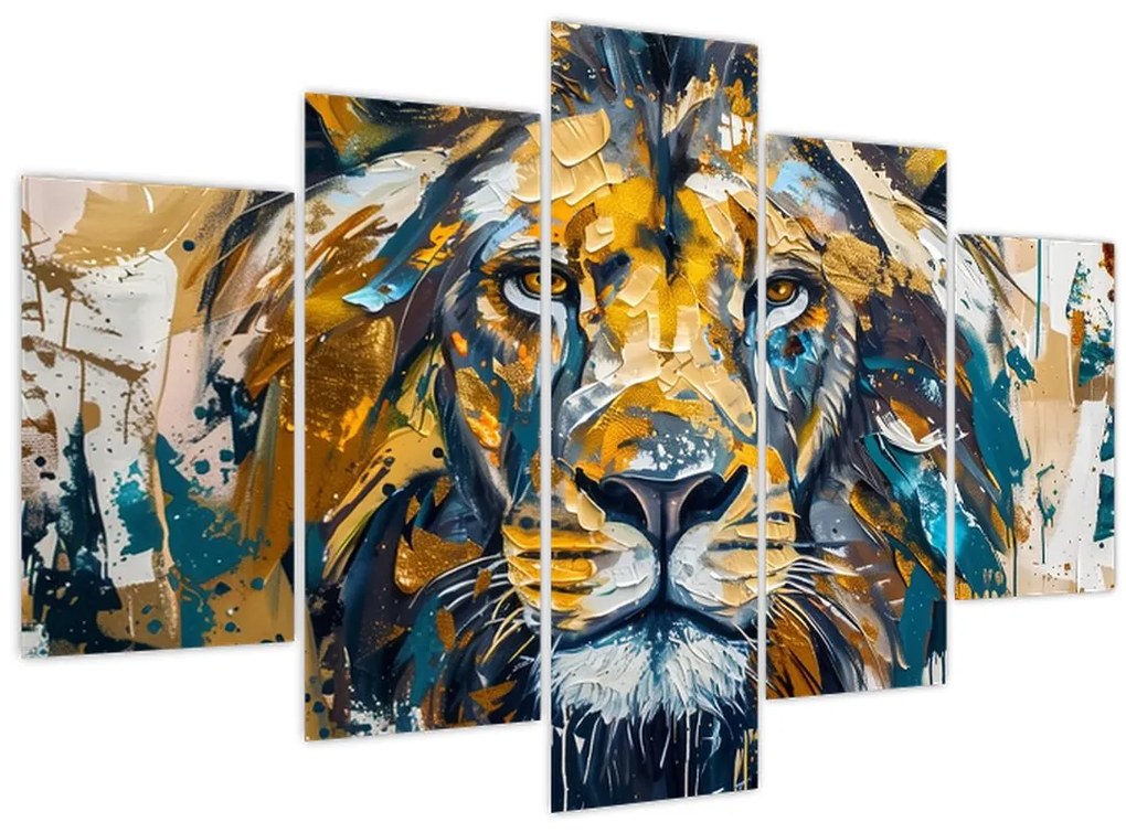 Tablou - pictură în ulei abstractă cu leu (150x105 cm)