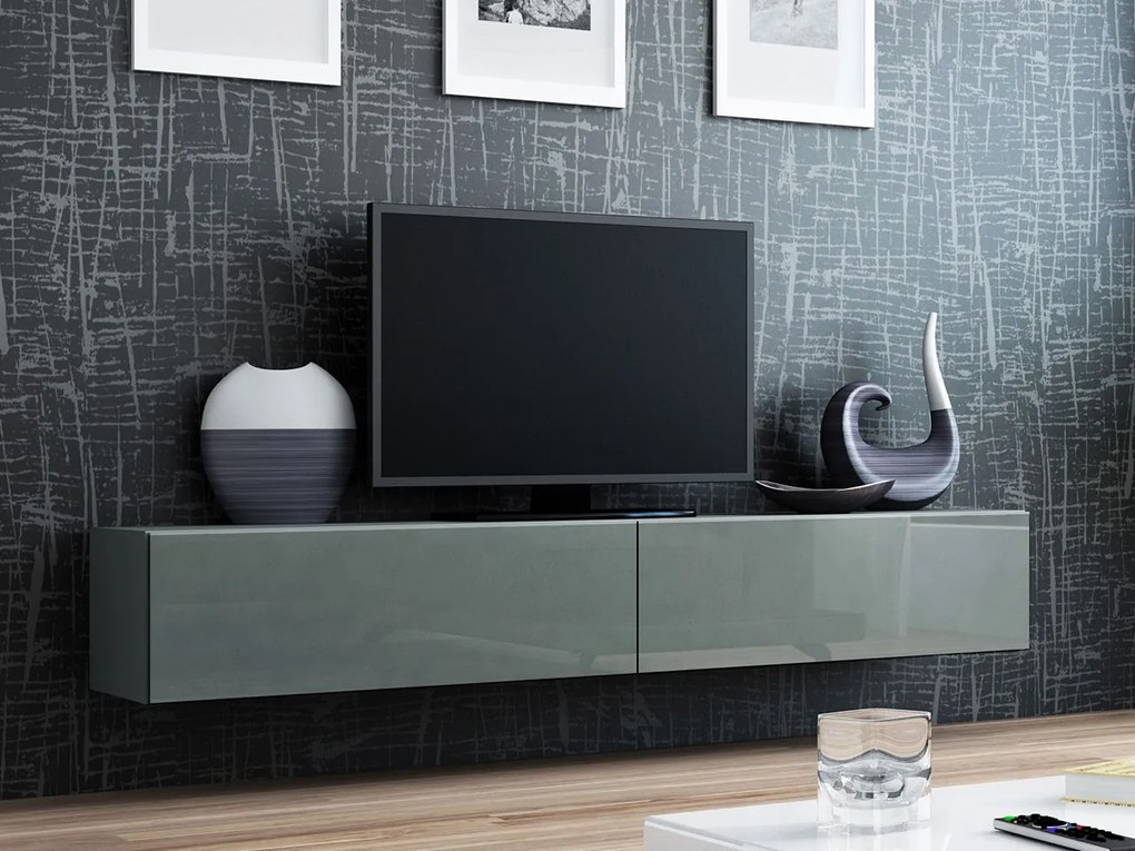 Masă TV/Dulap Zylia 180 (Gri + Gri lucios). Promo -16%. 1053753