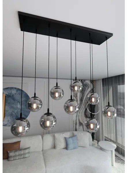 Lustră pe cablu COSMO 9xE14/10W/230V negru/gri