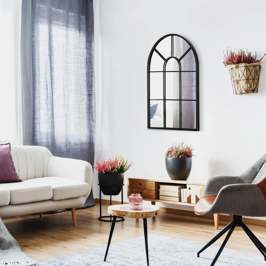 HOMCOM Oglindă Arcuită Modernă de Perete, 70x50 cm, Design Fereastră, Decor Sufragerie și Dormitor | Aosom Romania