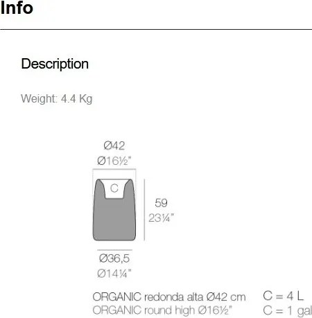 Ghiveci plante design decorativ exterior/interior Organic high round 42×57cm